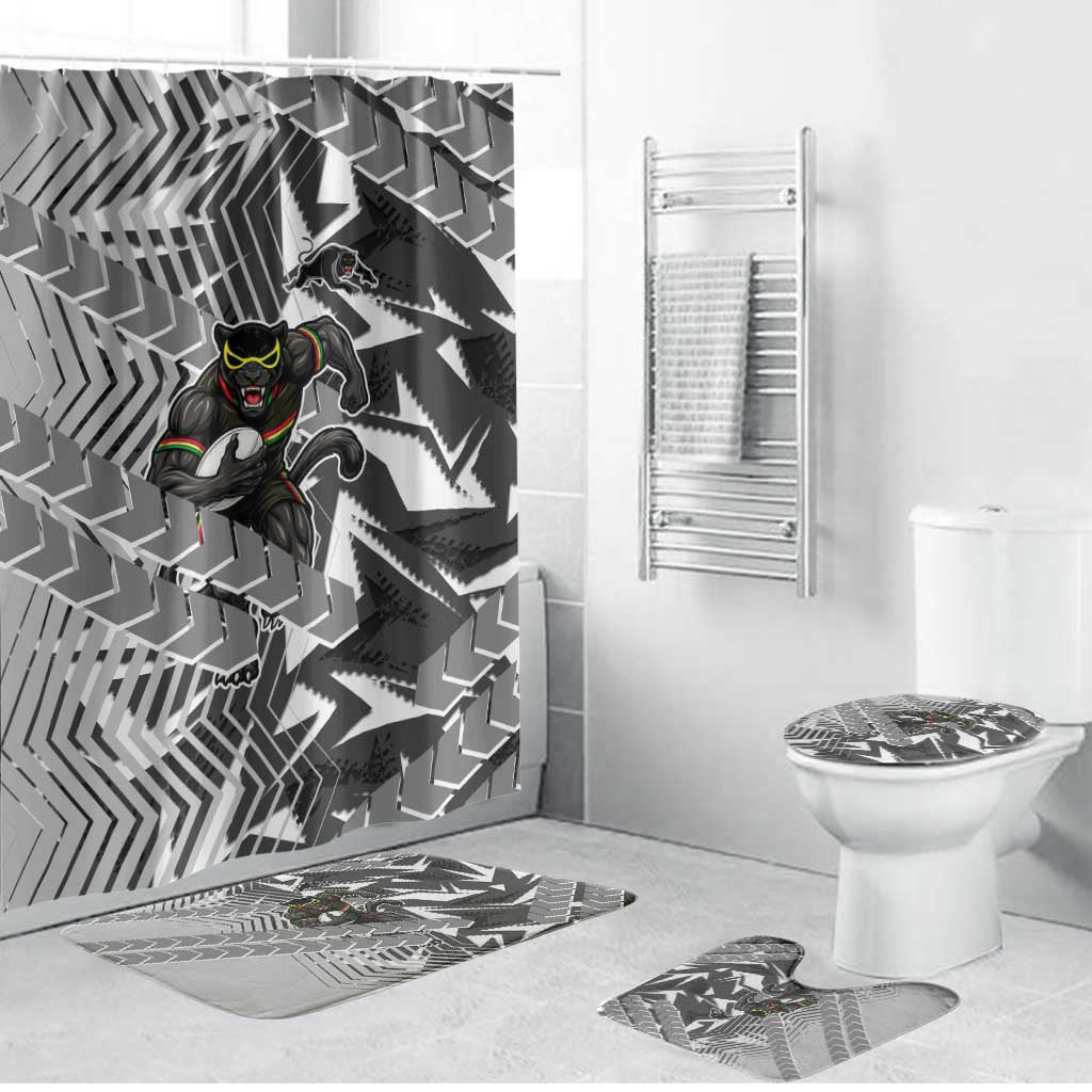 Penrith Panthers Rugby Bathroom Set Fierce Mascot Geometric Tribal Art