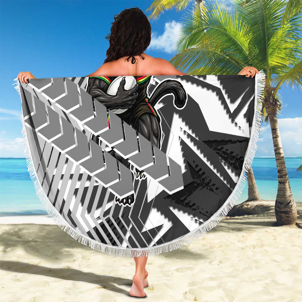 Penrith Panthers Rugby Beach Blanket Fierce Mascot Geometric Tribal Art
