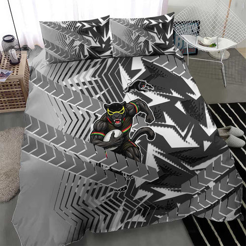 Penrith Panthers Rugby Bedding Set Fierce Mascot Geometric Tribal Art