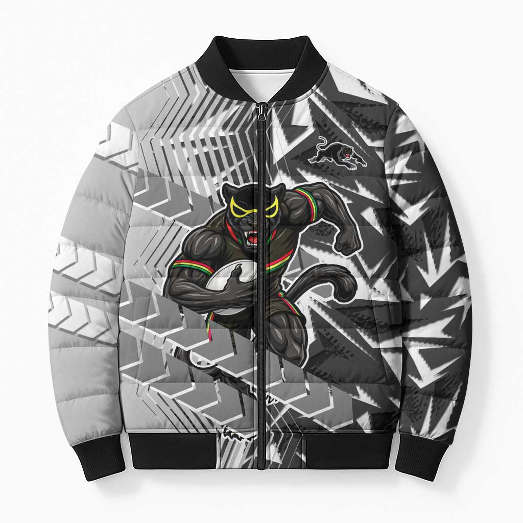 Penrith Panthers Rugby Bomber Puffer Jacket Fierce Mascot Geometric Tribal Art