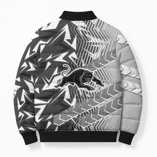 Penrith Panthers Rugby Bomber Puffer Jacket Fierce Mascot Geometric Tribal Art