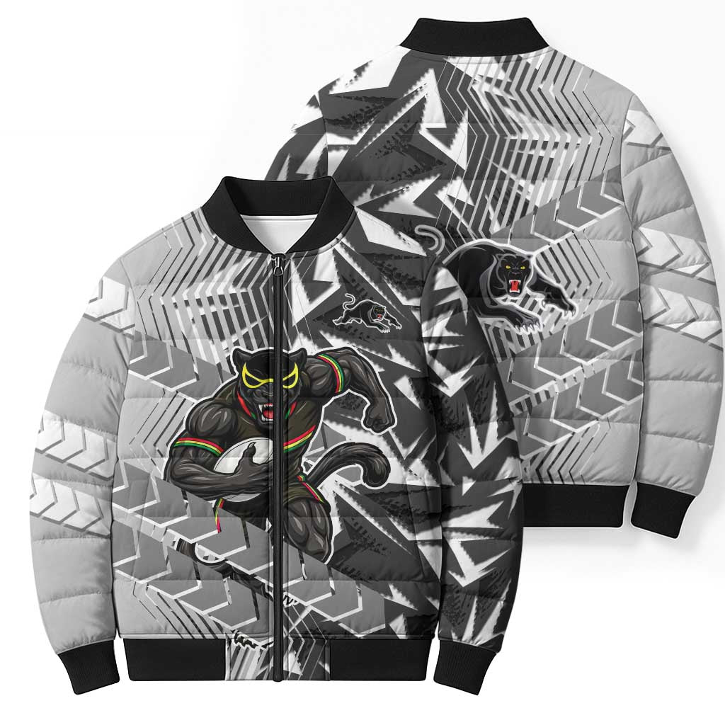 Penrith Panthers Rugby Bomber Puffer Jacket Fierce Mascot Geometric Tribal Art