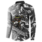 Penrith Panthers Rugby Button Sweatshirt Fierce Mascot Geometric Tribal Art