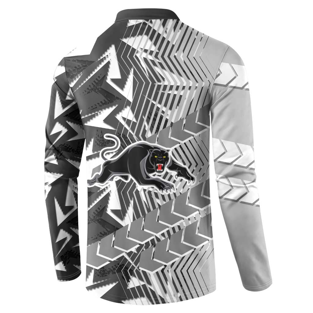 Penrith Panthers Rugby Button Sweatshirt Fierce Mascot Geometric Tribal Art