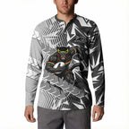 Penrith Panthers Rugby Button Sweatshirt Fierce Mascot Geometric Tribal Art
