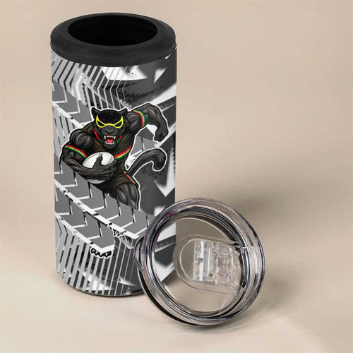 Penrith Panthers Rugby 4 in 1 Can Cooler Tumbler Fierce Mascot Geometric Tribal Art