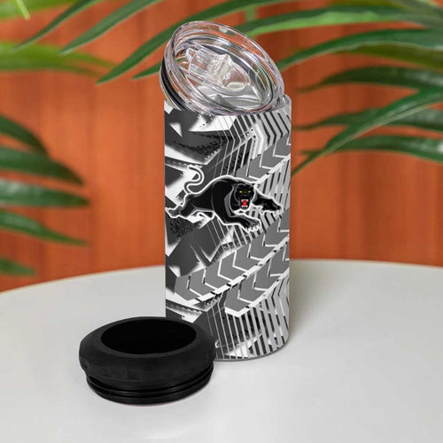 Penrith Panthers Rugby 4 in 1 Can Cooler Tumbler Fierce Mascot Geometric Tribal Art