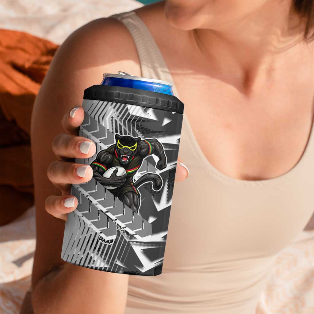 Penrith Panthers Rugby 4 in 1 Can Cooler Tumbler Fierce Mascot Geometric Tribal Art