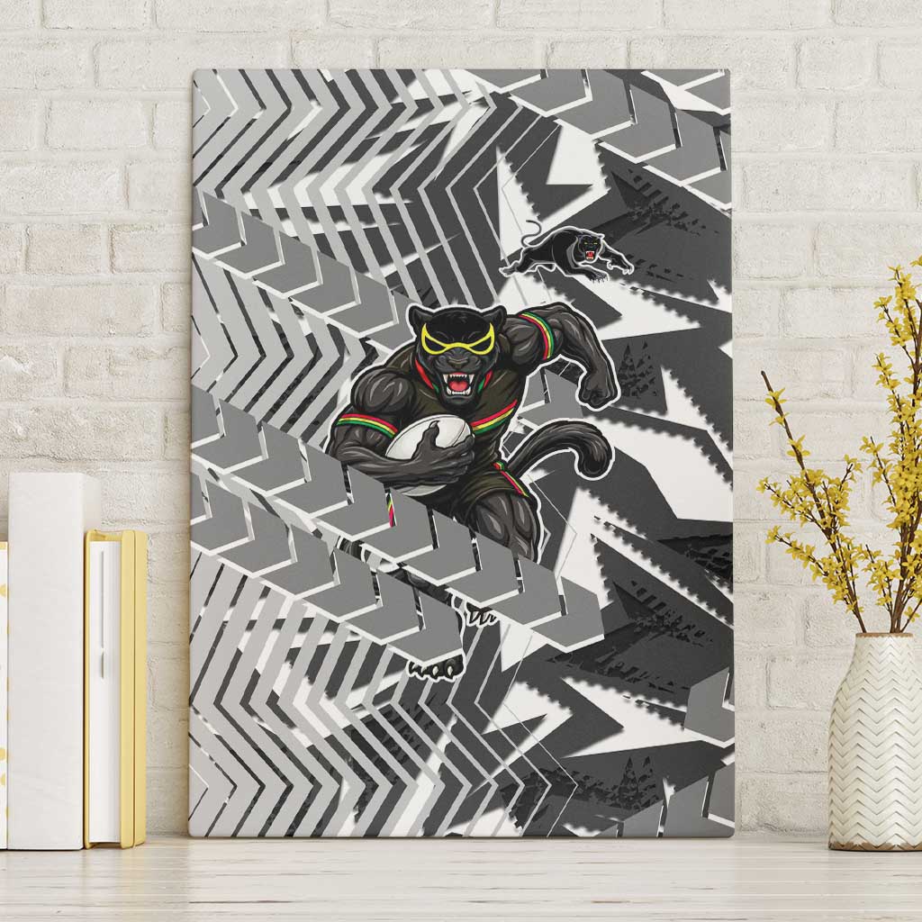 Penrith Panthers Rugby Canvas Wall Art Fierce Mascot Geometric Tribal Art