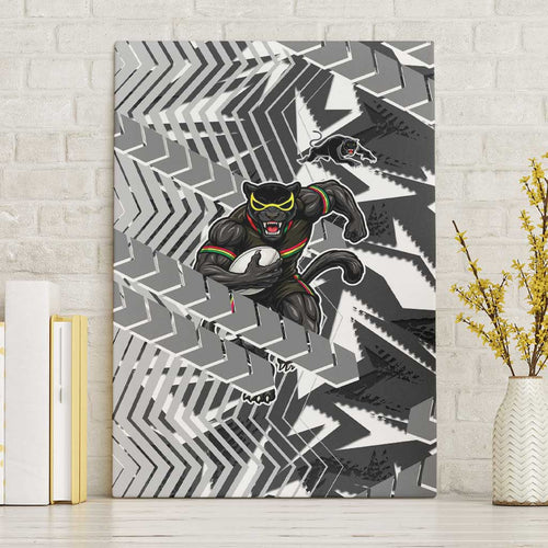 Penrith Panthers Rugby Canvas Wall Art Fierce Mascot Geometric Tribal Art