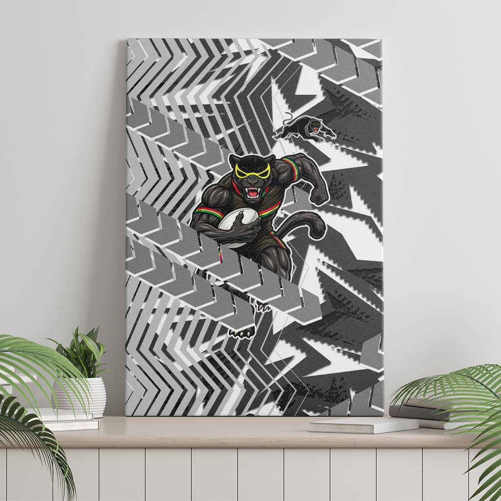 Penrith Panthers Rugby Canvas Wall Art Fierce Mascot Geometric Tribal Art