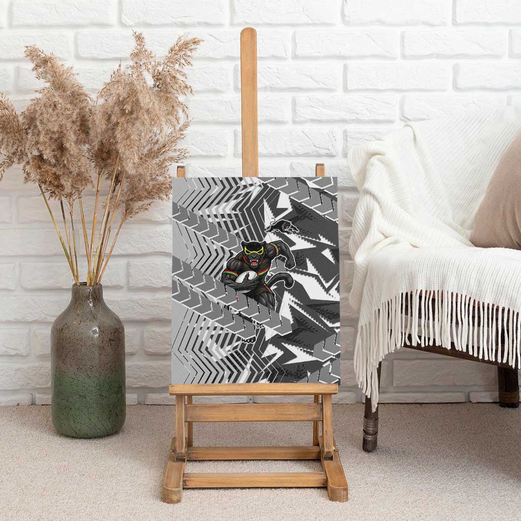 Penrith Panthers Rugby Canvas Wall Art Fierce Mascot Geometric Tribal Art