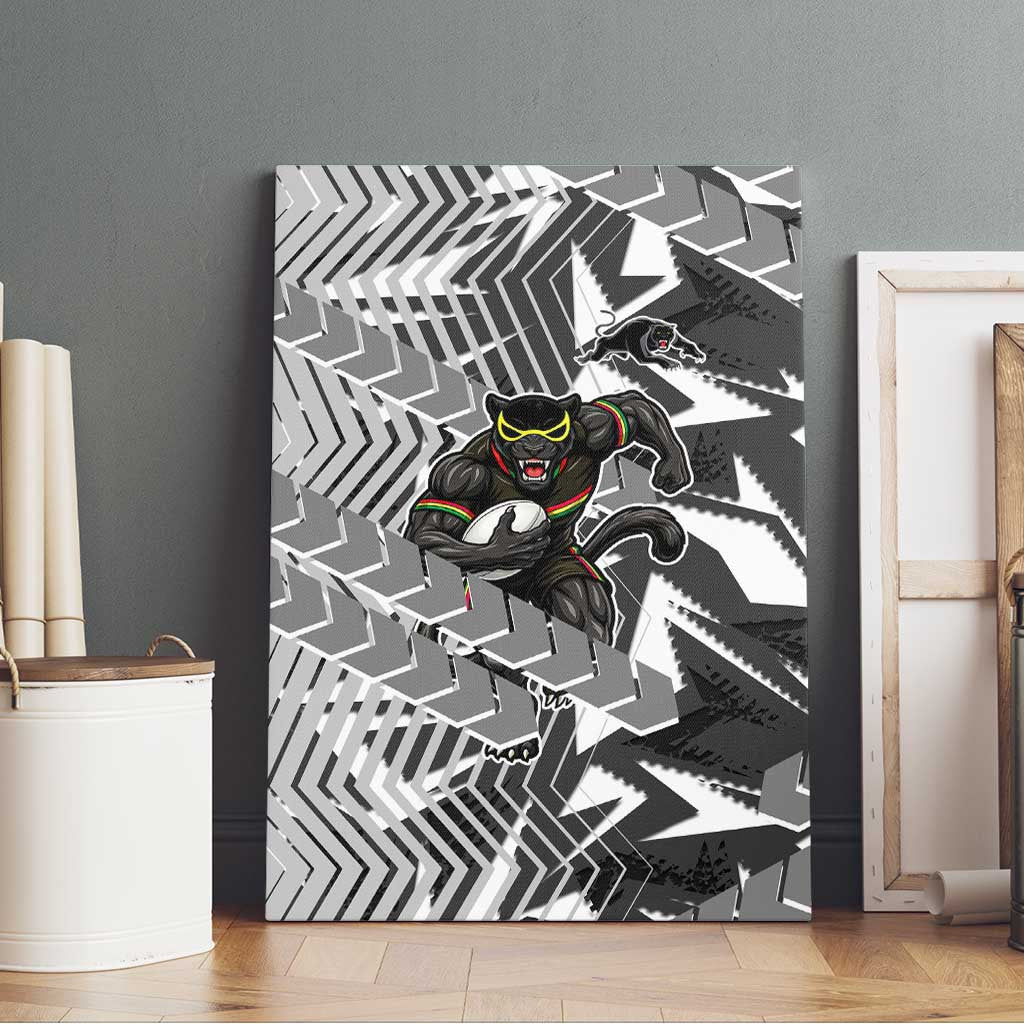 Penrith Panthers Rugby Canvas Wall Art Fierce Mascot Geometric Tribal Art