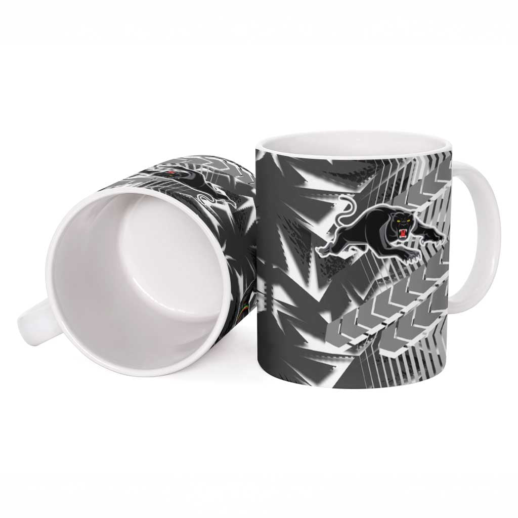 Penrith Panthers Rugby Ceramic Mug Fierce Mascot Geometric Tribal Art