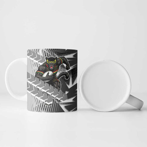Penrith Panthers Rugby Ceramic Mug Fierce Mascot Geometric Tribal Art