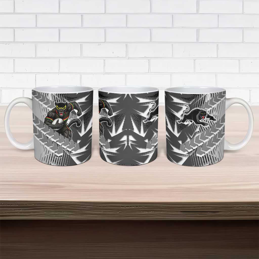 Penrith Panthers Rugby Ceramic Mug Fierce Mascot Geometric Tribal Art