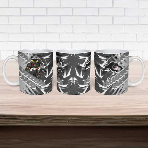 Penrith Panthers Rugby Ceramic Mug Fierce Mascot Geometric Tribal Art