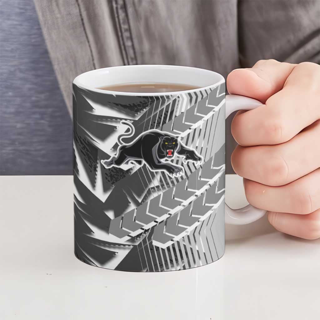 Penrith Panthers Rugby Ceramic Mug Fierce Mascot Geometric Tribal Art