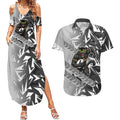 Penrith Panthers Rugby Couples Matching Summer Maxi Dress and Hawaiian Shirt Fierce Mascot Geometric Tribal Art