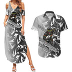 Penrith Panthers Rugby Couples Matching Summer Maxi Dress and Hawaiian Shirt Fierce Mascot Geometric Tribal Art