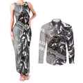 Penrith Panthers Rugby Couples Matching Tank Maxi Dress and Long Sleeve Button Shirt Fierce Mascot Geometric Tribal Art