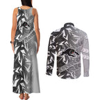 Penrith Panthers Rugby Couples Matching Tank Maxi Dress and Long Sleeve Button Shirt Fierce Mascot Geometric Tribal Art