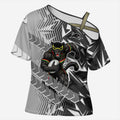 Penrith Panthers Rugby Cross Shoulder Shirt Fierce Mascot Geometric Tribal Art