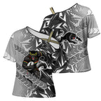 Penrith Panthers Rugby Cross Shoulder Shirt Fierce Mascot Geometric Tribal Art
