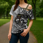 Penrith Panthers Rugby Cross Shoulder Shirt Fierce Mascot Geometric Tribal Art