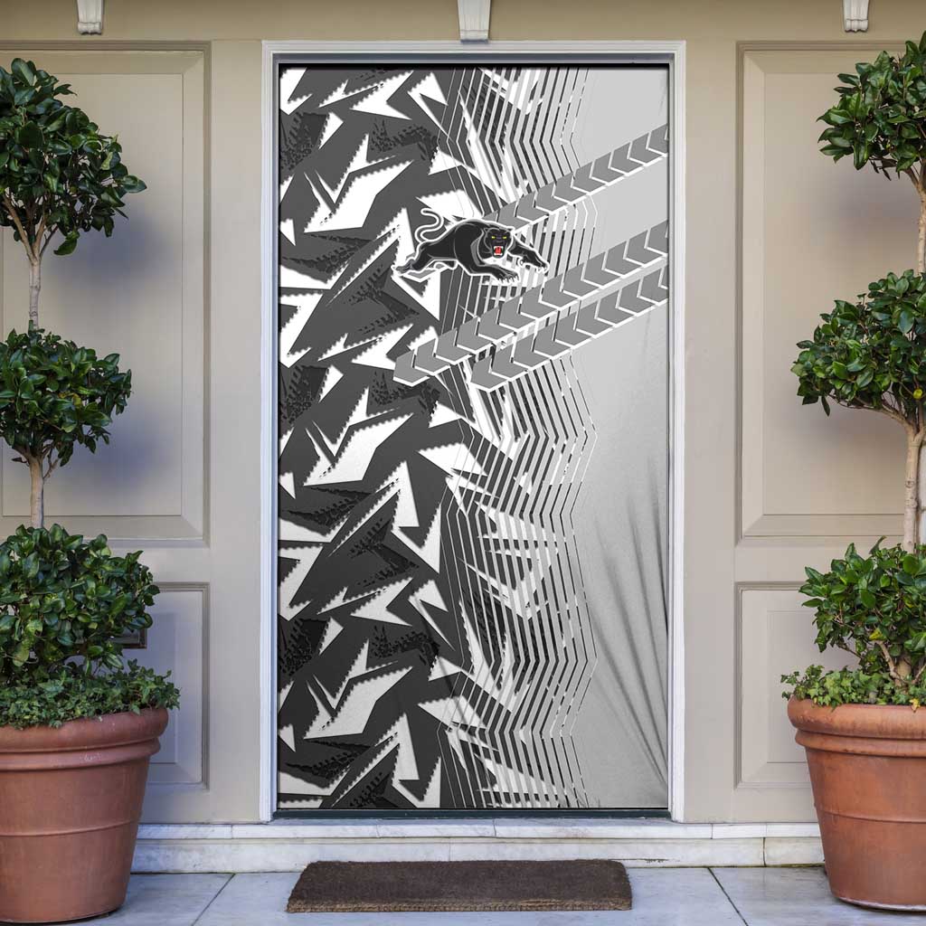 Penrith Panthers Rugby Door Cover Fierce Mascot Geometric Tribal Art