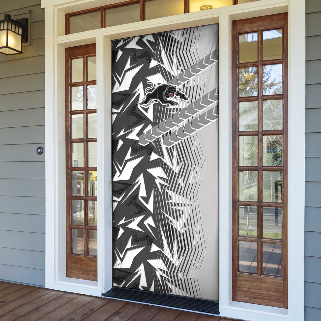 Penrith Panthers Rugby Door Cover Fierce Mascot Geometric Tribal Art