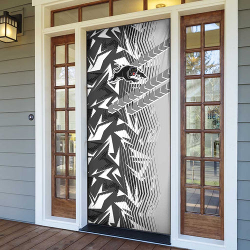 Penrith Panthers Rugby Door Cover Fierce Mascot Geometric Tribal Art