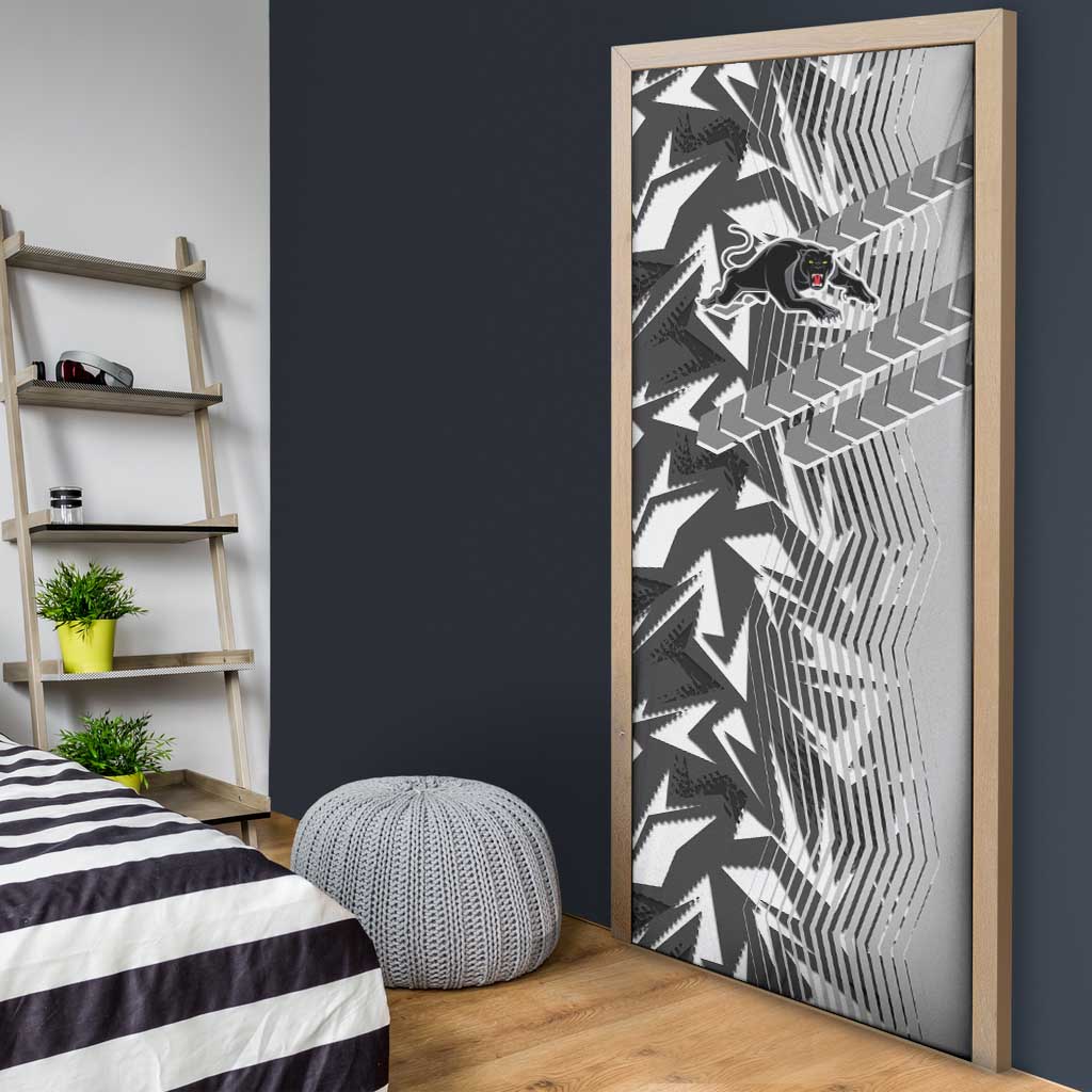 Penrith Panthers Rugby Door Cover Fierce Mascot Geometric Tribal Art