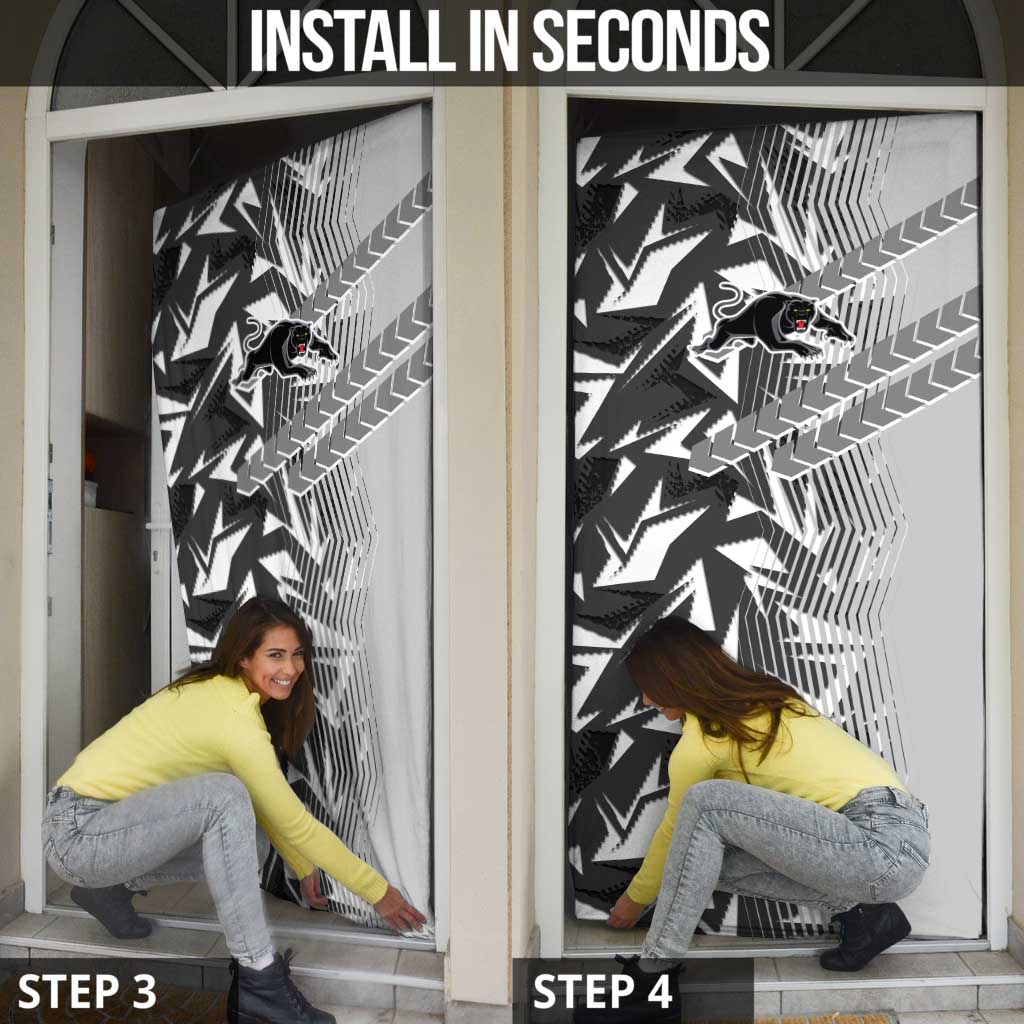 Penrith Panthers Rugby Door Cover Fierce Mascot Geometric Tribal Art