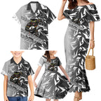 Penrith Panthers Rugby Family Matching Mermaid Dress and Hawaiian Shirt Fierce Mascot Geometric Tribal Art