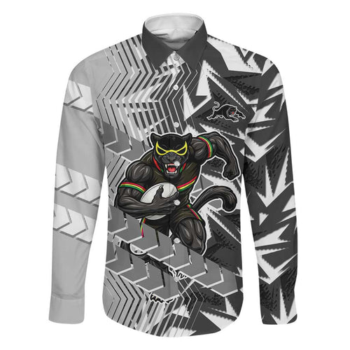 Penrith Panthers Rugby Family Matching Mermaid Dress and Hawaiian Shirt Fierce Mascot Geometric Tribal Art