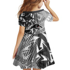 Penrith Panthers Rugby Family Matching Off The Shoulder Long Sleeve Dress and Hawaiian Shirt Fierce Mascot Geometric Tribal Art