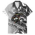 Penrith Panthers Rugby Family Matching Off The Shoulder Long Sleeve Dress and Hawaiian Shirt Fierce Mascot Geometric Tribal Art