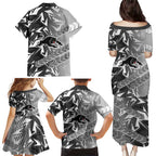 Penrith Panthers Rugby Family Matching Puletasi and Hawaiian Shirt Fierce Mascot Geometric Tribal Art