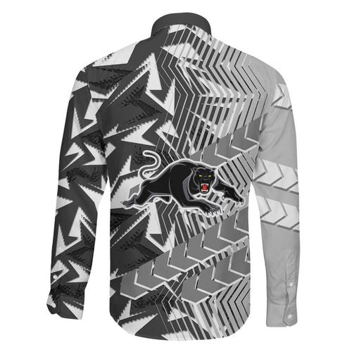 Penrith Panthers Rugby Family Matching Puletasi and Hawaiian Shirt Fierce Mascot Geometric Tribal Art