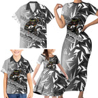 Penrith Panthers Rugby Family Matching Short Sleeve Bodycon Dress and Hawaiian Shirt Fierce Mascot Geometric Tribal Art