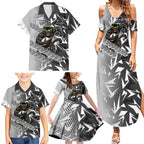 Penrith Panthers Rugby Family Matching Summer Maxi Dress and Hawaiian Shirt Fierce Mascot Geometric Tribal Art