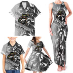 Penrith Panthers Rugby Family Matching Tank Maxi Dress and Hawaiian Shirt Fierce Mascot Geometric Tribal Art