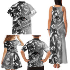 Penrith Panthers Rugby Family Matching Tank Maxi Dress and Hawaiian Shirt Fierce Mascot Geometric Tribal Art
