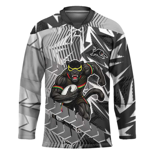Penrith Panthers Rugby Hockey Jersey Fierce Mascot Geometric Tribal Art