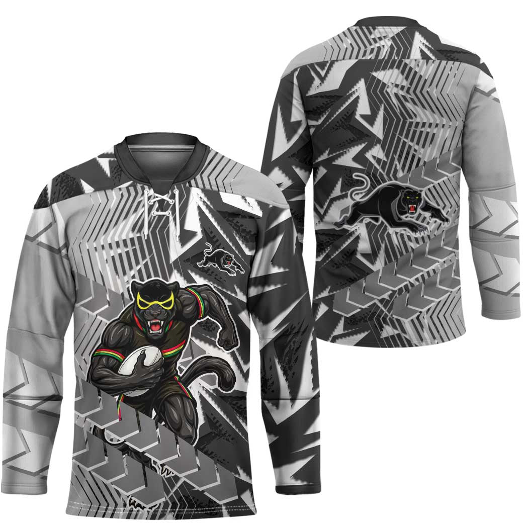 Penrith Panthers Rugby Hockey Jersey Fierce Mascot Geometric Tribal Art