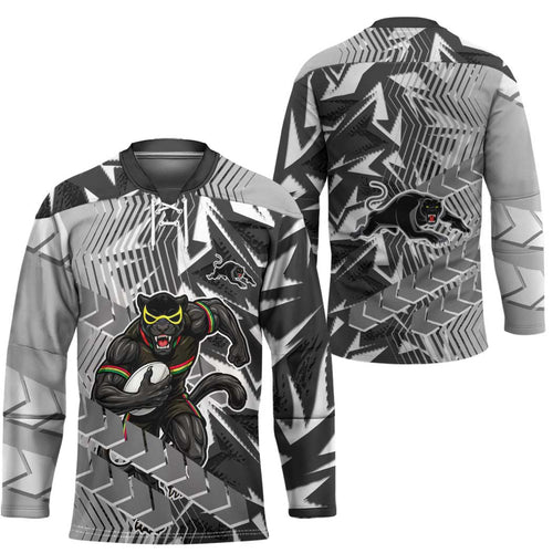 Penrith Panthers Rugby Hockey Jersey Fierce Mascot Geometric Tribal Art