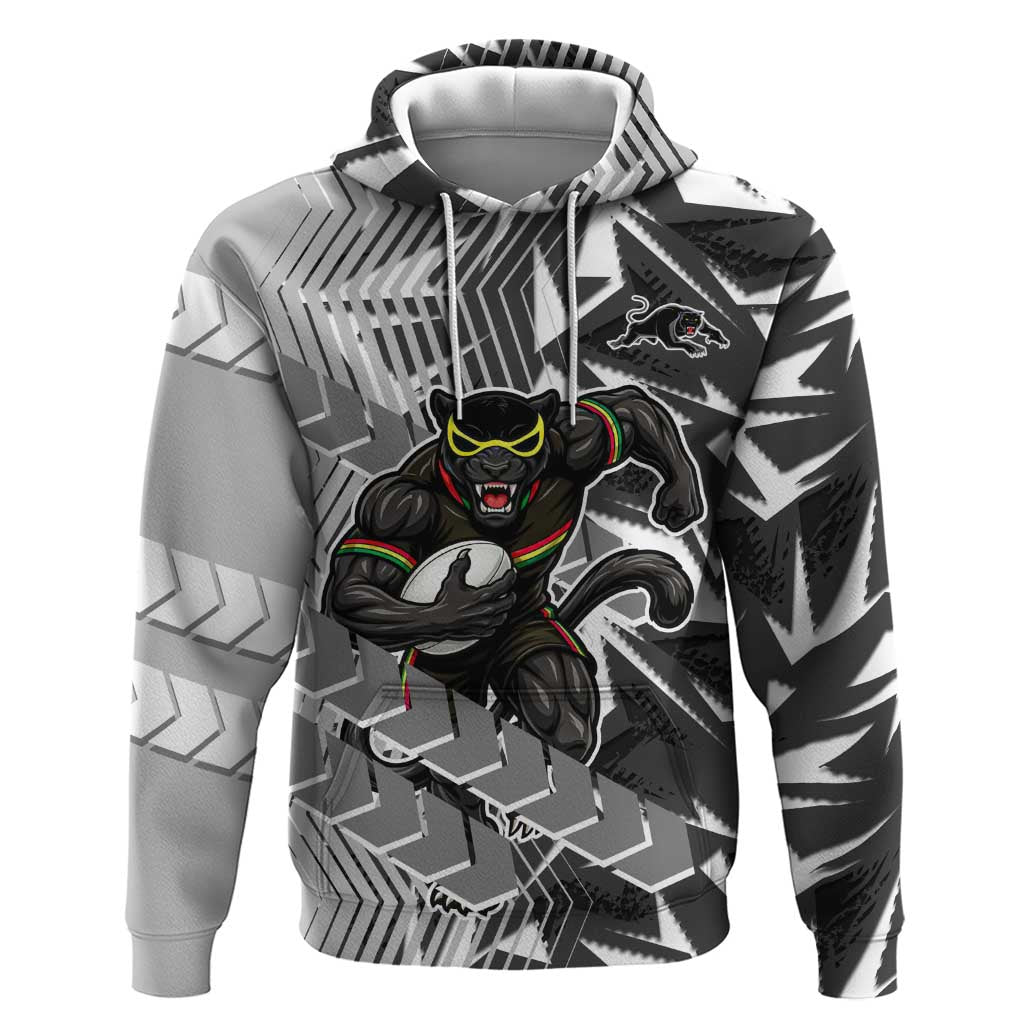 Penrith Panthers Rugby Hoodie Fierce Mascot Geometric Tribal Art