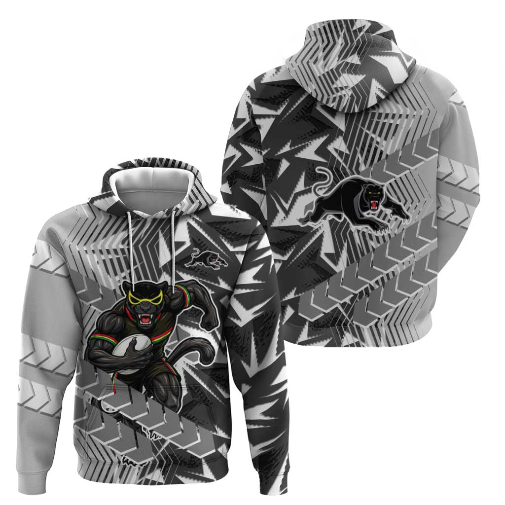 Penrith Panthers Rugby Hoodie Fierce Mascot Geometric Tribal Art
