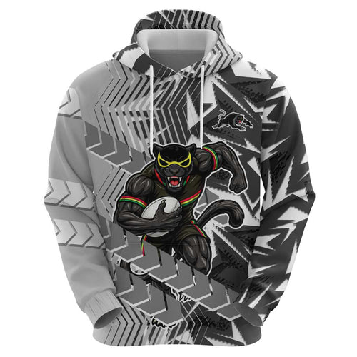 Penrith Panthers Rugby Hoodie Fierce Mascot Geometric Tribal Art